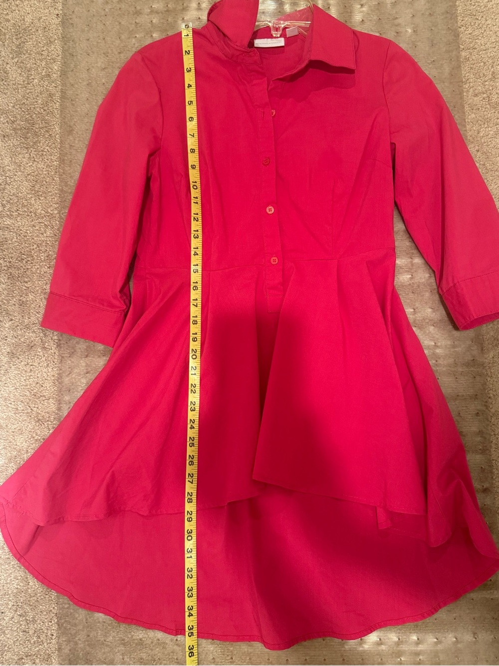 New York & Company Fuchsia Button-Front Tunic Dress - Picture 11 of 12